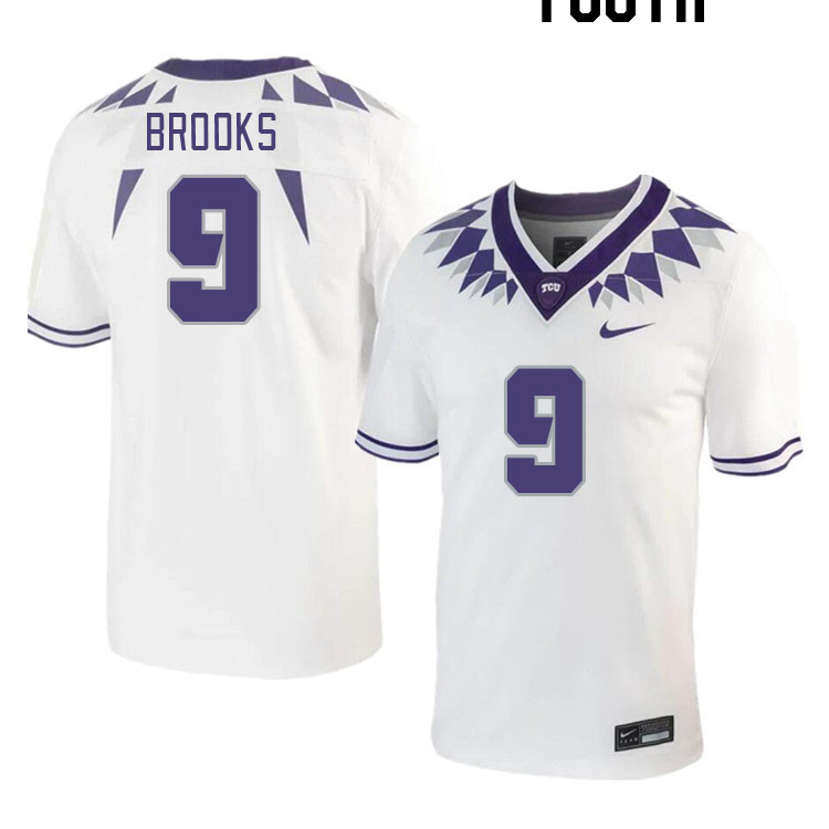 Youth #9 Marcel Brooks TCU Horned Frogs 2023 College Footbal Jerseys Stitched-White